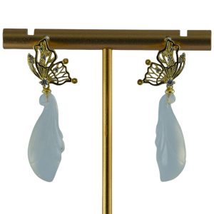 金色蝴蝶形玉兰花耳钉