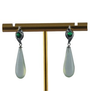 金色花苞形细长水滴耳钉