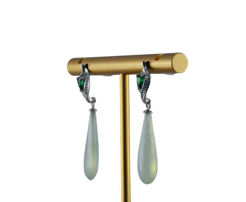 金色花苞形细长水滴耳钉 - 图片 2