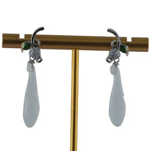 银色玫瑰花形玉兰花耳钉