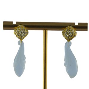 金色菱形网玉兰花耳钉