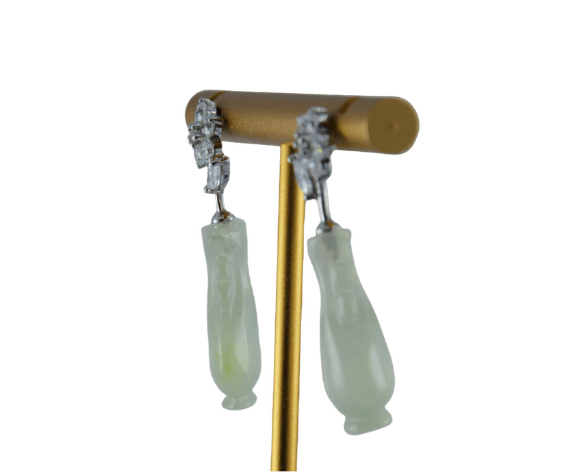 银色花朵形如意瓶耳钉 - 图片 2