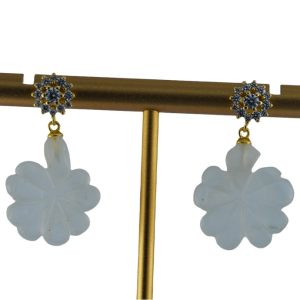 金色钻花朵四叶草耳钉