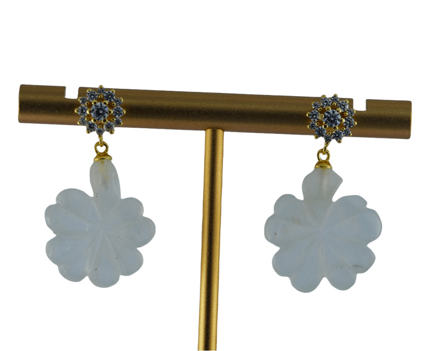 金色钻花朵四叶草耳钉