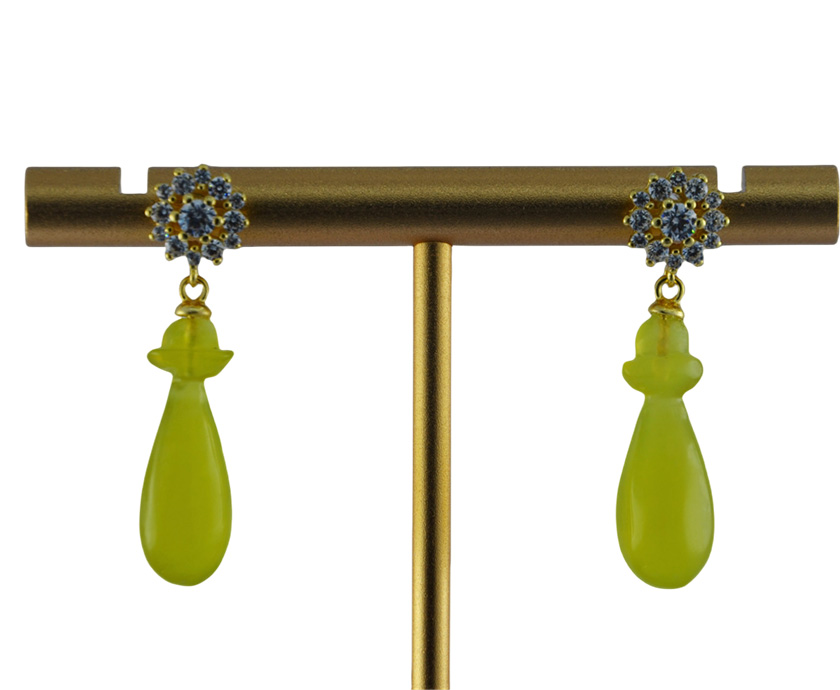 金色钻花朵平安瓶耳钉