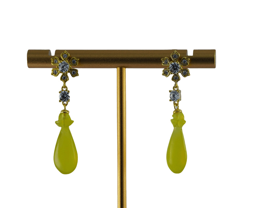 金色钻花朵平安瓶耳钉 - 图片 3