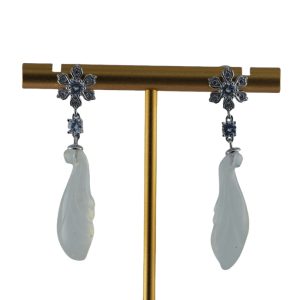 银色钻花朵玉兰花耳钉