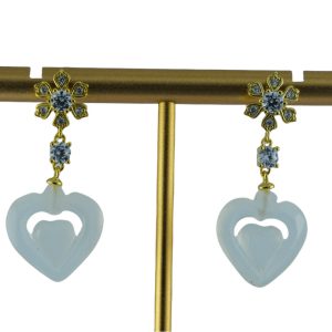 金色钻花朵桃心耳钉