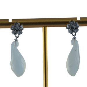 银色钻花朵玉兰花耳钉