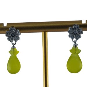 银色钻花朵平安瓶耳钉