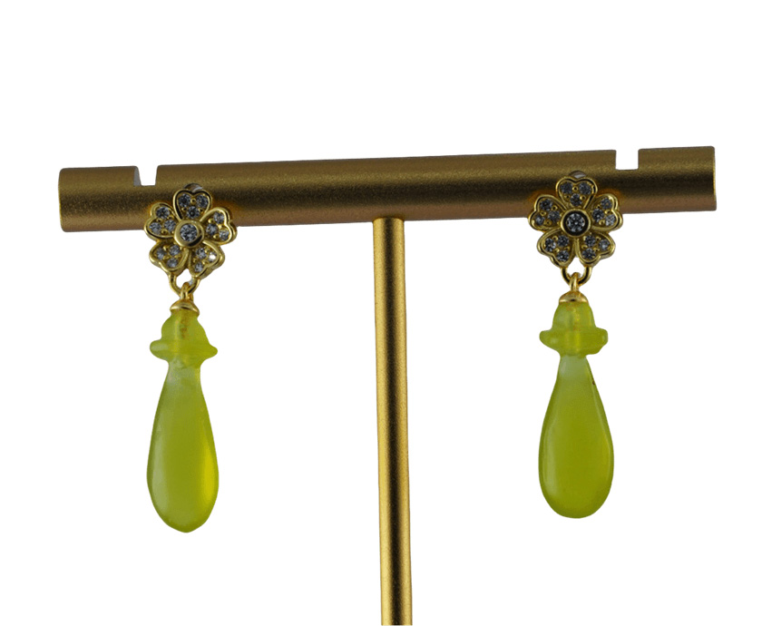 金色钻花朵平安瓶耳钉