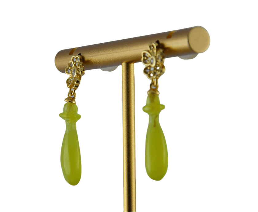 金色钻花朵平安瓶耳钉 - 图片 2