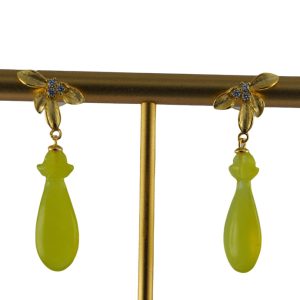 金色四瓣花形平安瓶耳钉