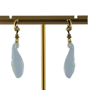 金色两节形玉兰花耳钉