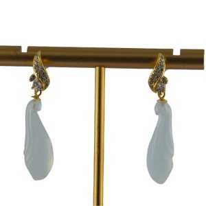 金色树叶形玉兰花耳钉