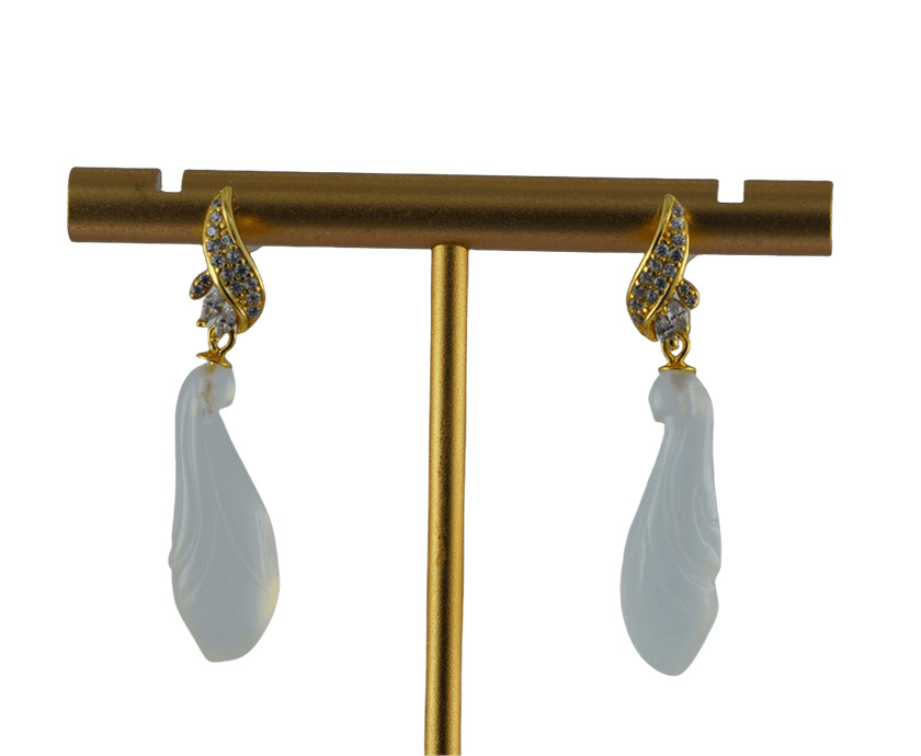 金色树叶形玉兰花耳钉