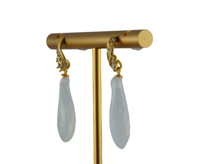 金色树叶形玉兰花耳钉 - 图片 2