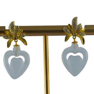 金色枫叶形桃心耳钉