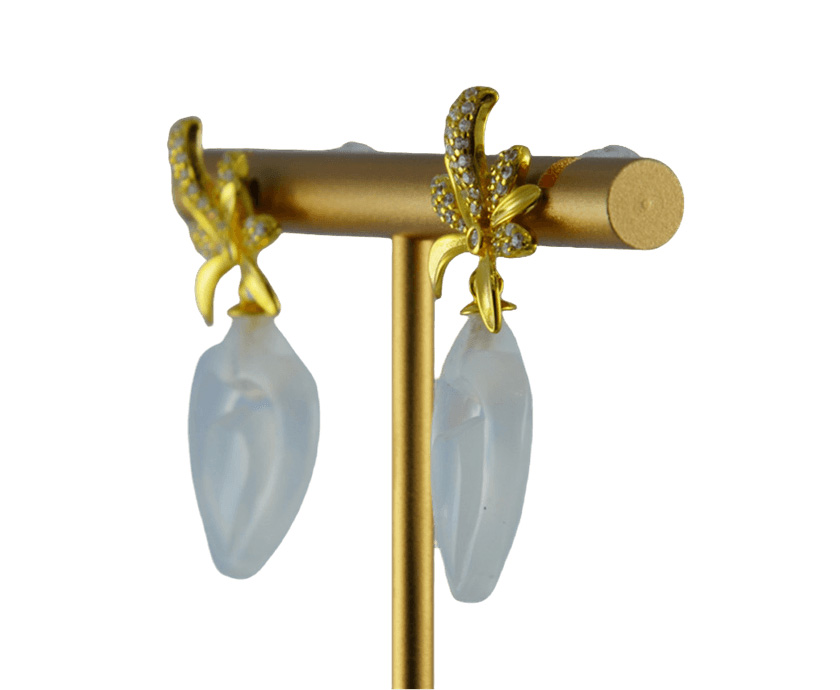 金色枫叶形桃心耳钉 - 图片 2