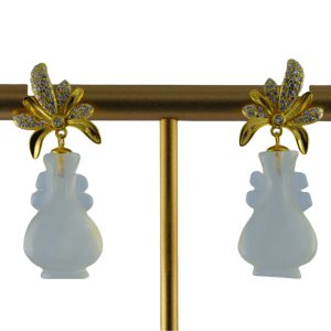 金色枫叶形如意瓶耳钉