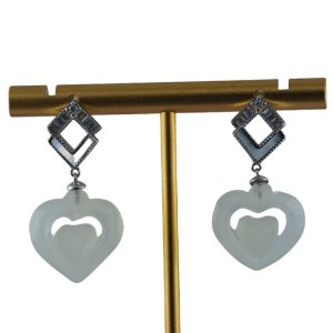 银色对L形如意瓶耳钉