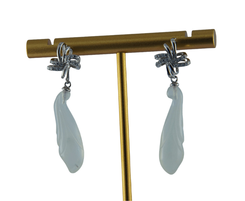 银色中国结形玉兰花耳钉