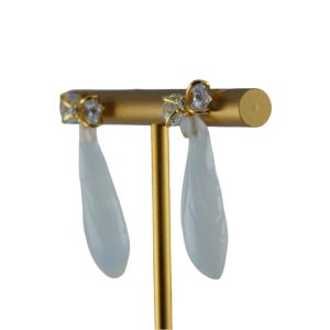 金色领结形玉兰花耳钉