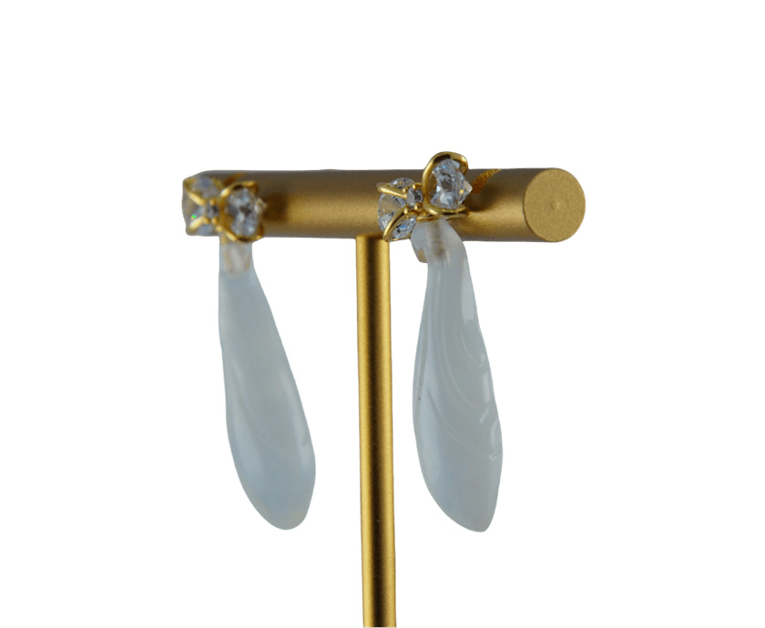 金色领结形玉兰花耳钉