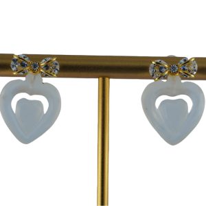 金色领结形桃心耳钉