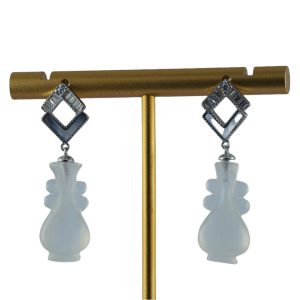 银色对L形如意瓶耳钉