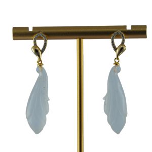 金色绳圈形玉兰花耳钉