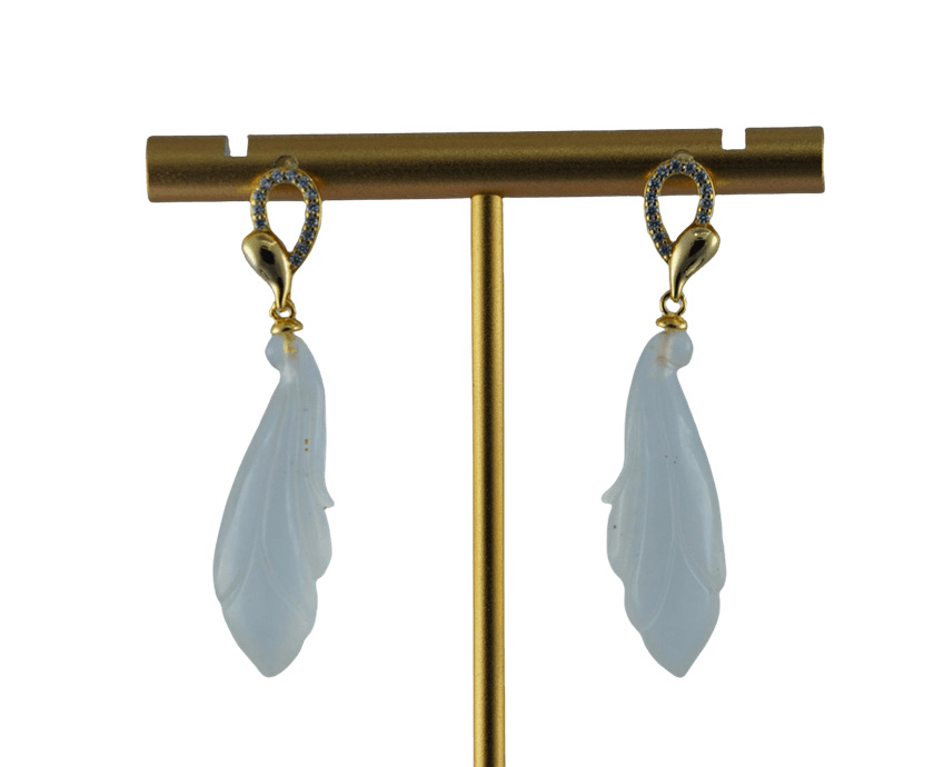 金色绳圈形玉兰花耳钉