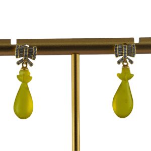 金色领结形平安瓶耳钉