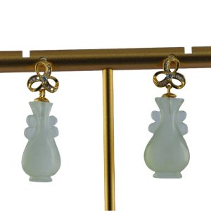 金色丝巾结形平安瓶耳钉