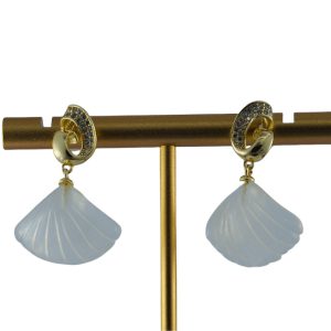 金色丝巾环形贝壳耳钉