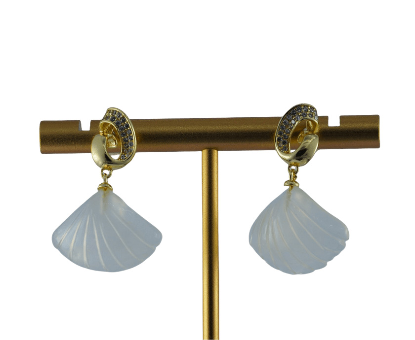 金色丝巾环形贝壳耳钉