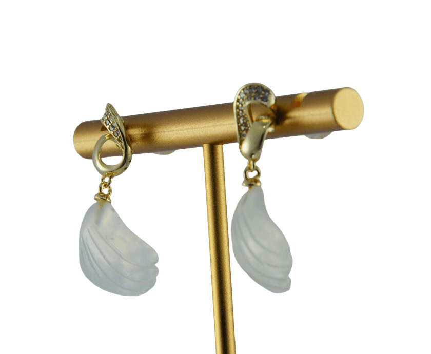 金色丝巾环形贝壳耳钉 - 图片 2