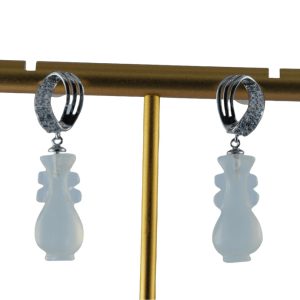 银色丝巾环形如意瓶耳钉