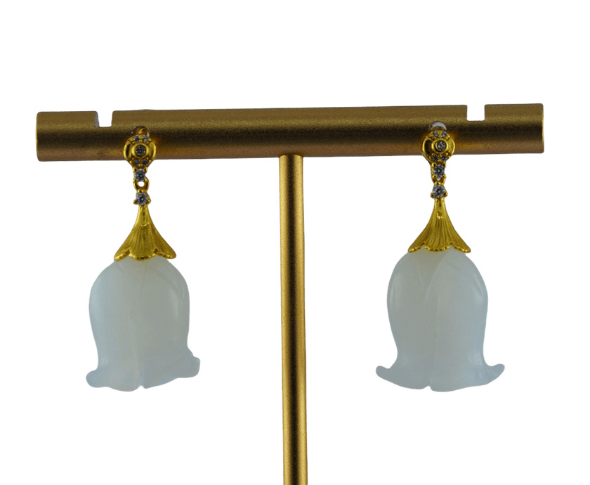 金色花瓣伞形铃兰花耳钉