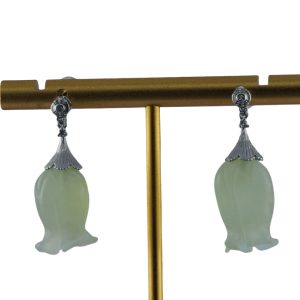 银色花瓣伞形铃兰花耳钉