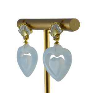 银色十字伞形桃心耳钉