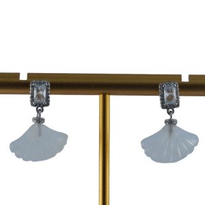 银色长方形贝壳耳钉