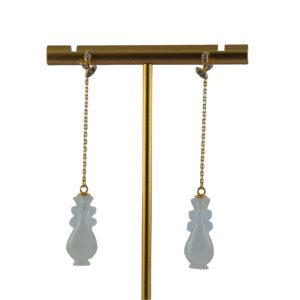 金色树叶长链形如意瓶耳钉