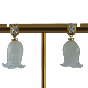 金色长方形铃兰花耳钉