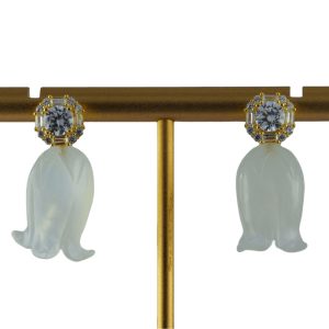 金色正方形铃兰花耳钉