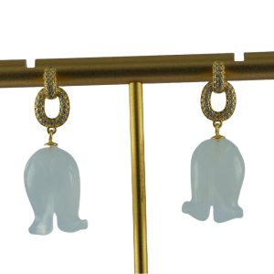 金色两连环形铃兰花耳钉