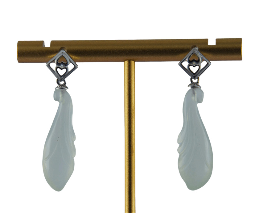 银色桃心形玉兰花耳钉