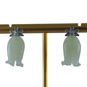 银色钻花朵铃兰花耳钉