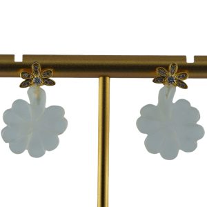 金色钻花朵四叶草耳钉