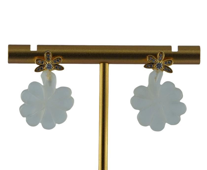 金色钻花朵四叶草耳钉